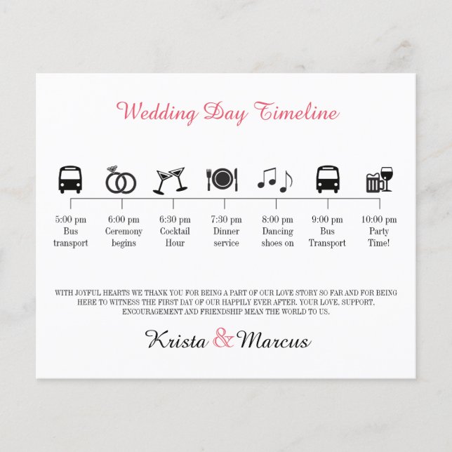 Icon Wedding Timeline Program (Front)