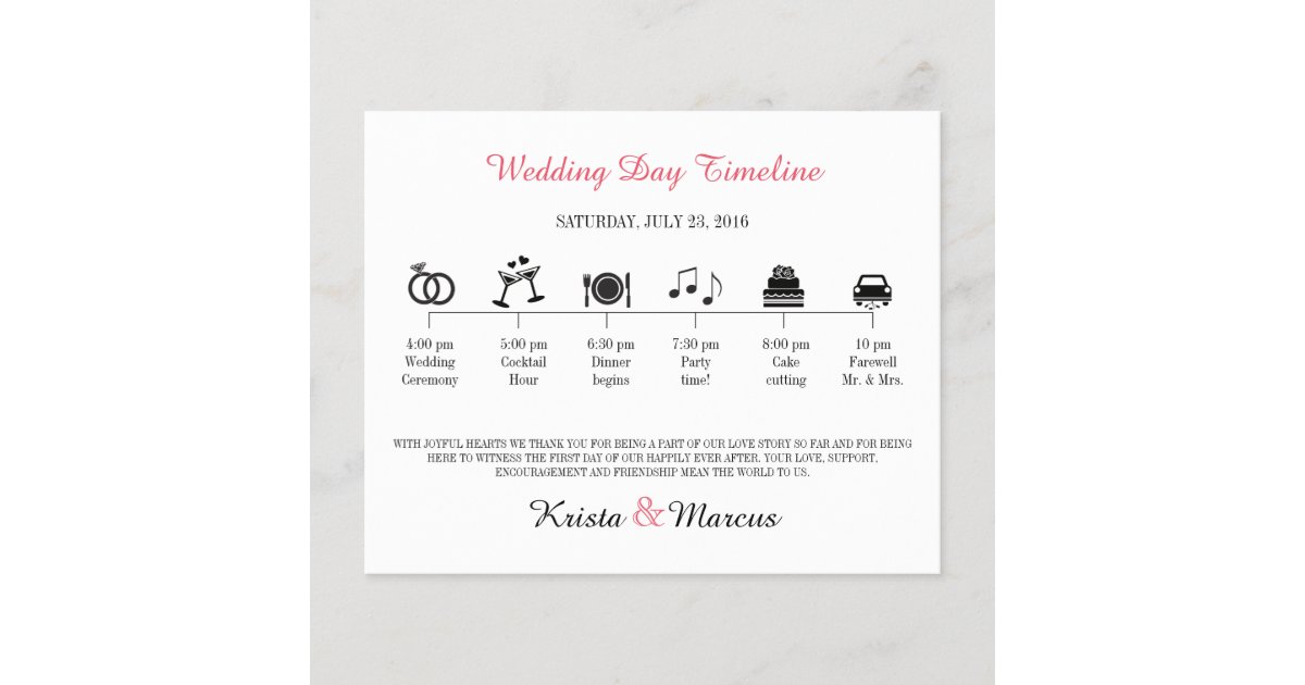 Icon Wedding Timeline Program | Zazzle.co.uk