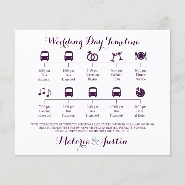 Icon Wedding Timeline Program (Front)