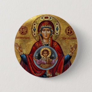 Iconic 15th Century Mary with Christ Child 6 Cm Round Badge