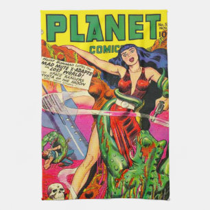 ICONIC 1940's SCIENCE FICTION COMICS Tea Towel