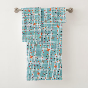 Iconic 1950's Atomic Starburst Retro Design Bath Towel Set