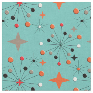 Iconic 1950's Atomic Starburst Retro Design Fabric