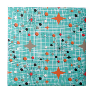 Iconic 1950's Atomic Starburst Retro Design Tile