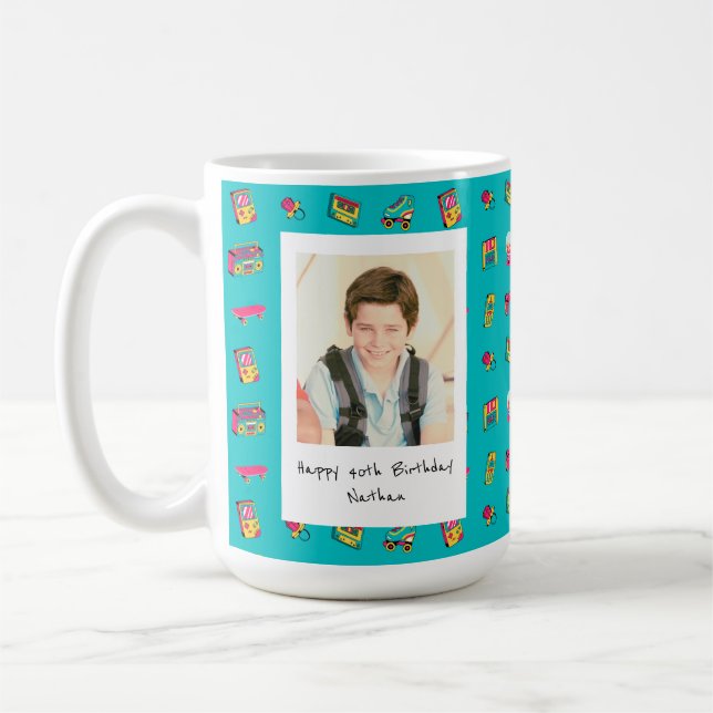 Iconic 90's 40th Birthday Gift with photo Coffee Mug (Left)