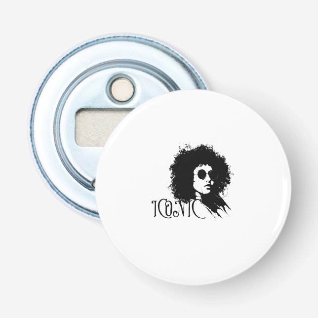 ICONIC Afro Woman Retro Portrait – Bold  Girl Bottle Opener (Front)