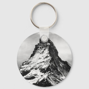 Iconic Alpine Mountain Matterhorn Black and White Key Ring