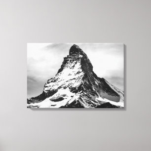 Iconic Alpine Mountain Matterhorn in Black and Whi Canvas Print
