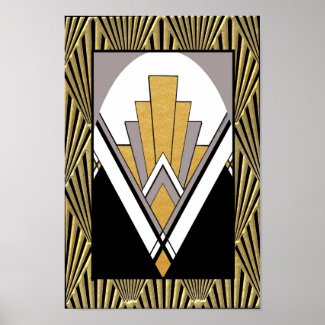 Iconic Art Deco Poster. Gold, grey and black. Poster