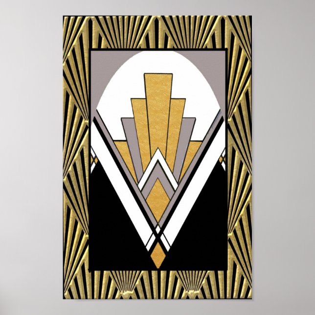 Iconic Art Deco Poster. Gold, grey and black. Poster (Front)