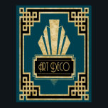 Iconic Art Deco -Teal Black and Gold Poster<br><div class="desc">If you choose to download, Your local Walgreen store makes board posters of your download into different sizes and in various textures at a very good price. Sometimes with a discount. A tip from my US friend. For UK see "Digital Printing" online. I created this very Art Deco Poster in...</div>
