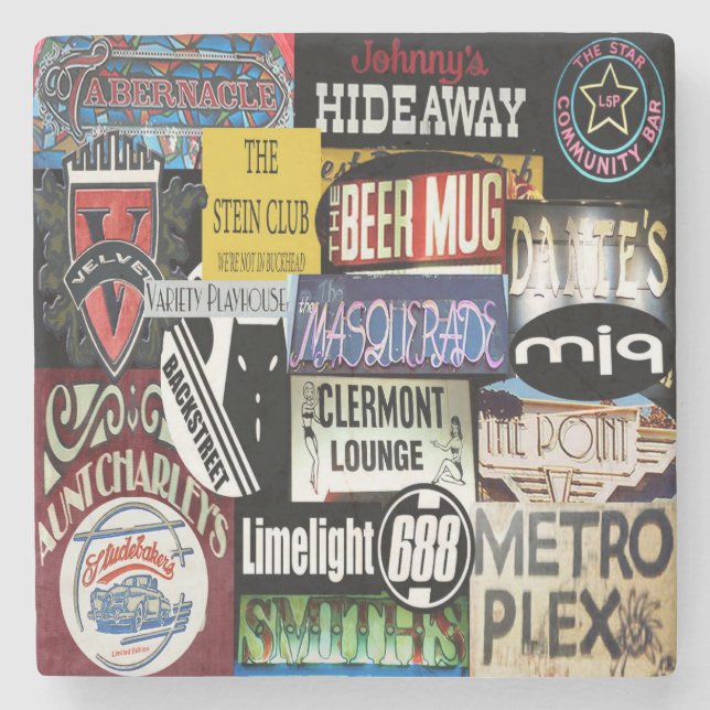 Iconic Atlanta Coaser,Iconic Atlanta Gifts,Atlanta Stone Coaster (Front)