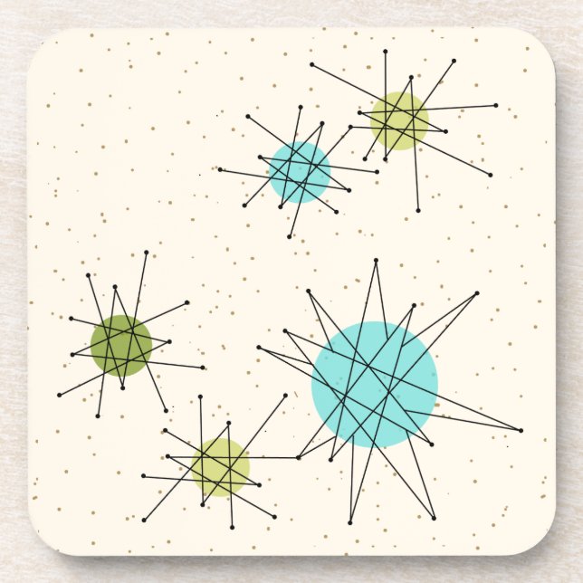 Iconic Atomic Starbursts Hard Plastic Coasters (Front)
