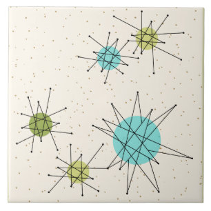 Iconic Atomic Starbursts Large Ceramic Tile