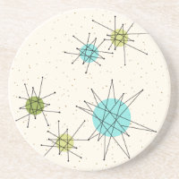 Iconic Atomic Starbursts Sandstone Coaster
