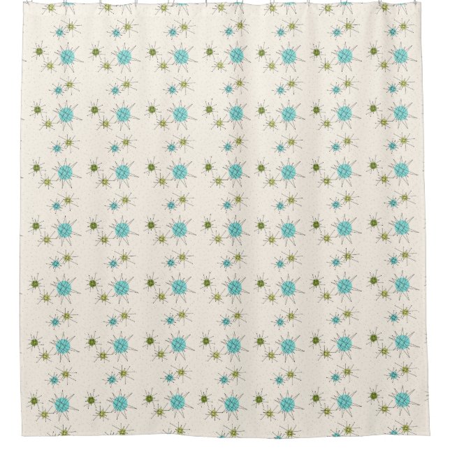 Iconic Atomic Starbursts Shower Curtain (Front)