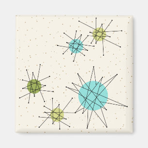 Iconic Atomic Starbursts Square Magnet