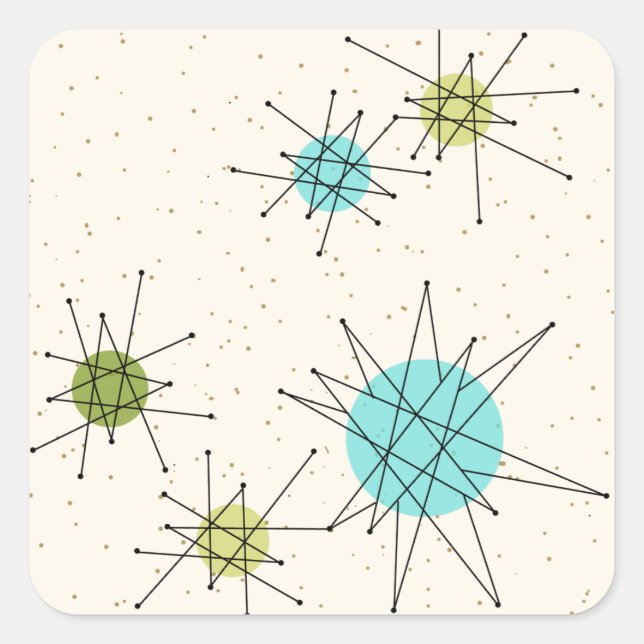 Iconic Atomic Starbursts Square Stickers (Front)