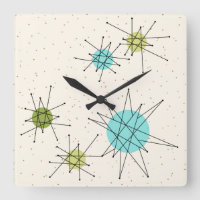 Iconic Atomic Starbursts Square Wall Clock