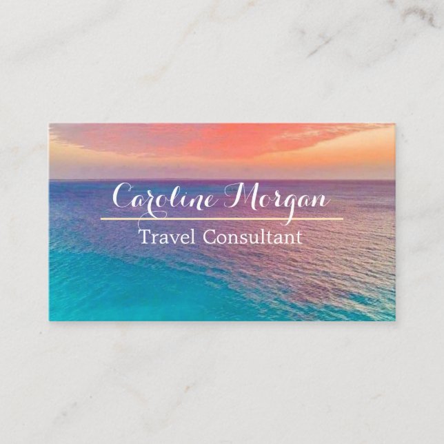 Iconic Beach Scene Travel Agent Consultant  Business Card (Front)