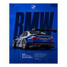 Iconic Blue Motorsport Racing Car Poster | M3 GTR