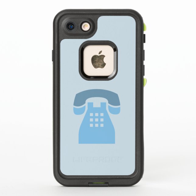 Iconic Blue Retro Phone on any Colour LifeProof iPhone Case (Back)