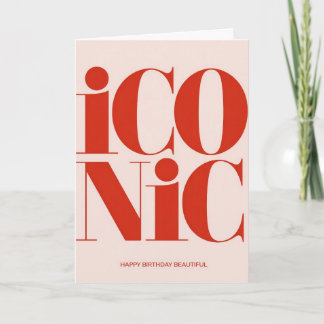 Iconic Bold Typography Pink and Red Birthday Card