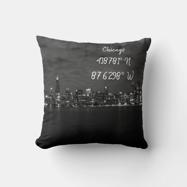 Iconic Chicago Skyline Coordinates Cushion (Front)