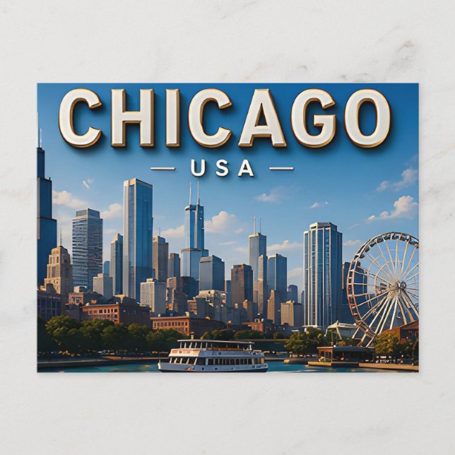 Iconic Chicago Skyline Memories Postcard (Front)