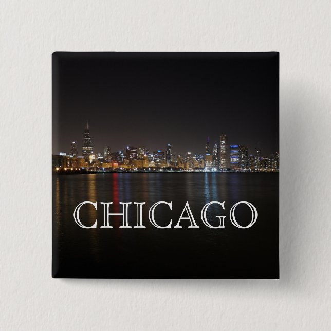 Iconic Chicago Skyline over Lake Michigan 15 Cm Square Badge (Front)
