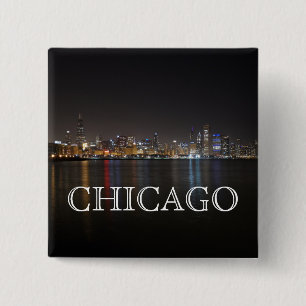 Iconic Chicago Skyline over Lake Michigan 15 Cm Square Badge