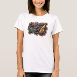 Iconic Colourful CHAMPAGNE IS MY THERAPY Print T-Shirt