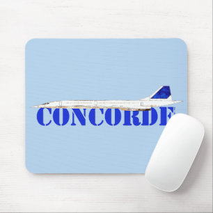 Iconic Concorde Jet with Bold Blue Typography Mouse Mat