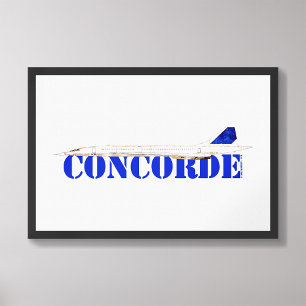 Iconic Concorde Jet with Bold Blue Typography Photo Print