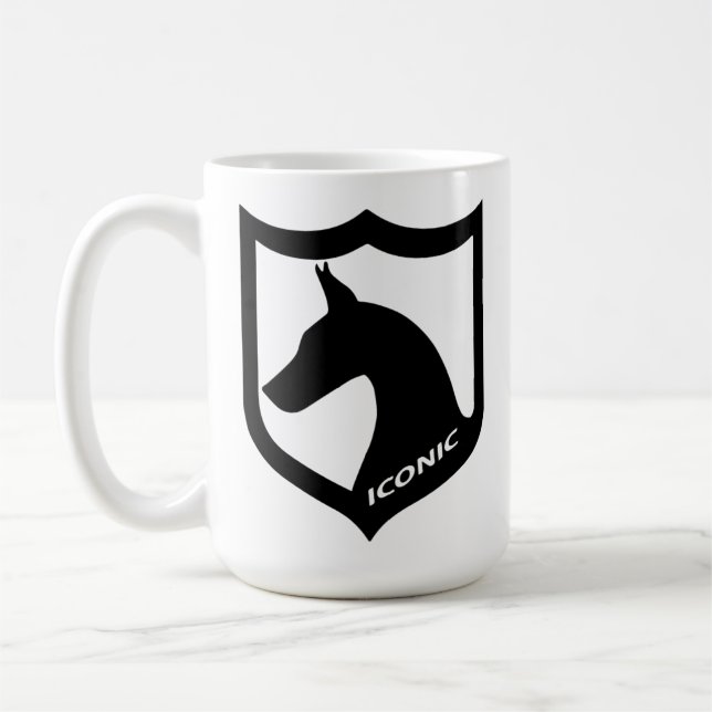 Iconic Dobermans Logo Sticker Coffee Mug (Left)