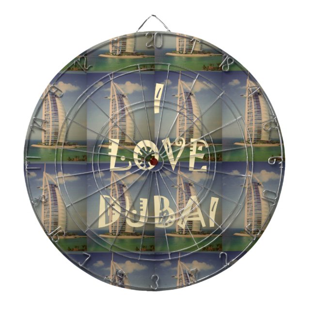 Iconic Dubai: "I Love Dubai" Vector Graphic design Dartboard (Front)
