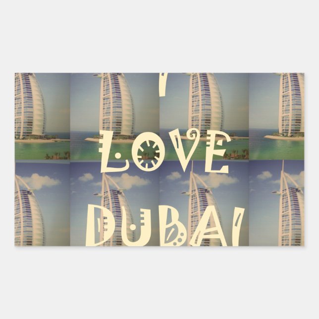 Iconic Dubai: "I Love Dubai" Vector Graphic design Rectangular Sticker (Front)