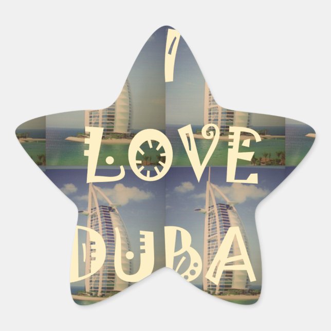 Iconic Dubai: "I Love Dubai" Vector Graphic design Star Sticker (Front)