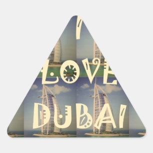 Iconic Dubai: "I Love Dubai" Vector Graphic design Triangle Sticker