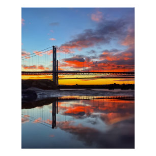 Iconic Forth Bridges Sunset Reflection Art Print 
