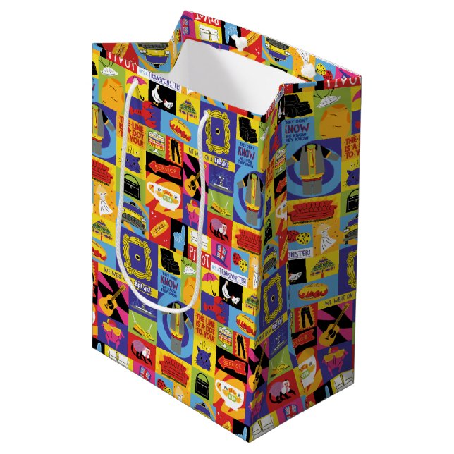 Iconic FRIENDS™ Pattern Medium Gift Bag (Front Angled)
