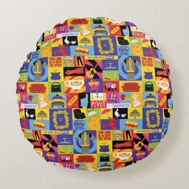 Iconic FRIENDS™ Pattern Round Cushion (Front)
