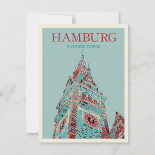 Iconic German architecture Hamburg City Hall Tower Postcard