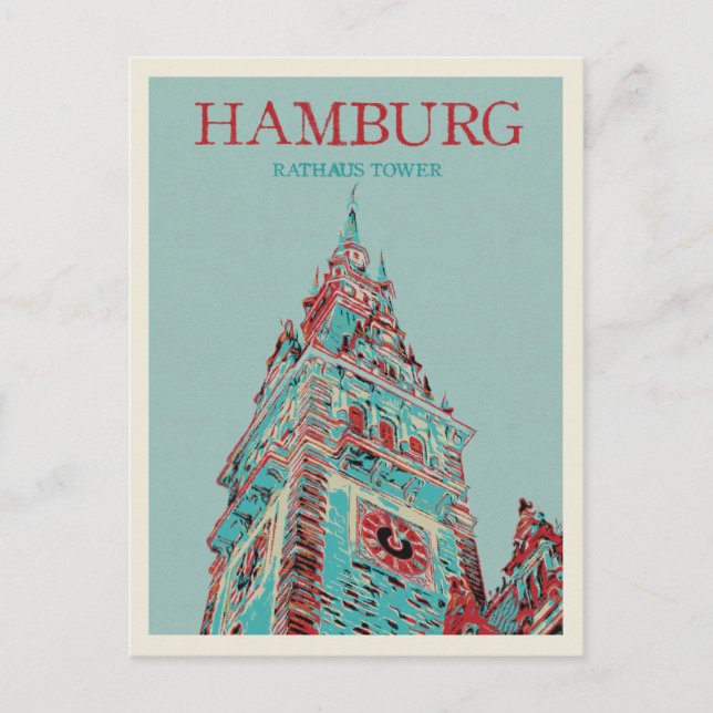Iconic German architecture Hamburg City Hall Tower Postcard (Front)