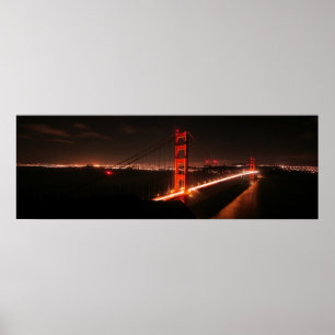 Iconic Golden Gate Bridge at Night Poster