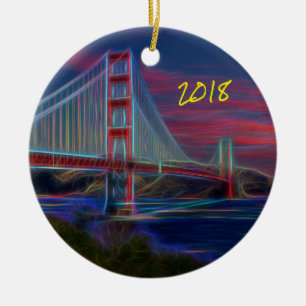 Iconic Golden Gate Bridge Ceramic Tree Decoration