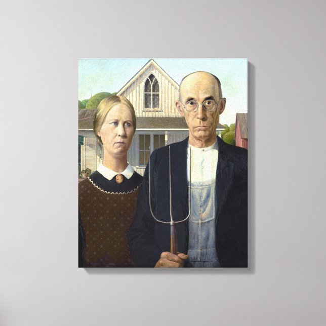 Iconic Grant Wood American Gothic Canvas Print (Front)