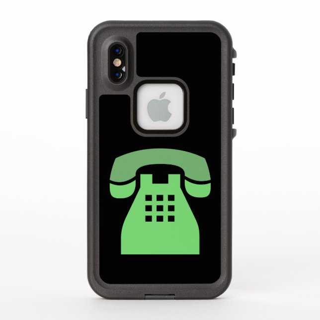 Iconic Green Retro Phone on any Colour LifeProof iPhone Case (Back)