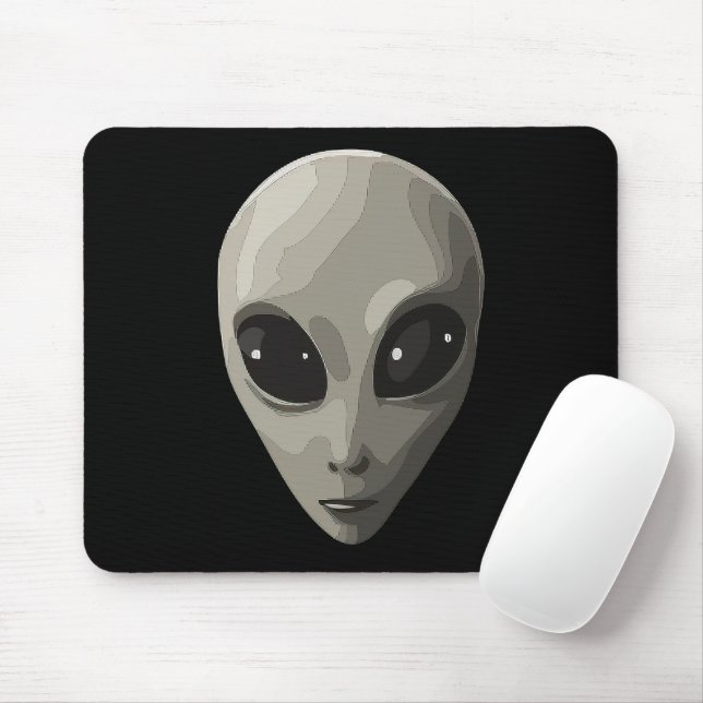 Iconic Grey Alien Face | Sci-Fi UFO Extraterrestri Mouse Mat (With Mouse)