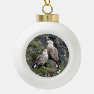 Iconic Highland White Tailed Eagle Pair  Ceramic Ball Christmas Ornament
